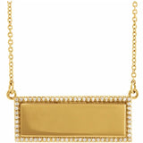 Engravable Petite Diamond Bar Necklace in 14K Gold