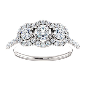 1.00 Ct. Triple Halo Diamond Engagement Ring 14K White Gold - Roxx Fine Jewelry