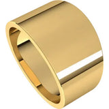 Flat Top 12mm Wide Tapered Band in 14K Yellow Gold