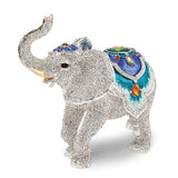 Jeweled Elephant Trinket Box 8" x 4.5" with Matching Necklace - Roxx Fine Jewelry