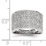 Pave Diamond Ring 1 ct. 11.9mm Wide Band in 14K White Gold - Roxx Fine Jewelry