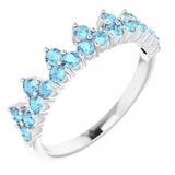 302® Fine Jewelry Princess Crown Ring with Aquamarines in 14K Gold