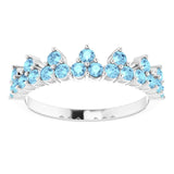 302® Fine Jewelry Princess Crown Ring with Aquamarines in 14K Gold