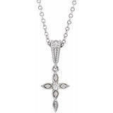 Vintage Inspired Cross Diamond Necklace and Earrings in 14K Yellow Gold