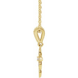 Vintage Inspired Cross Diamond Necklace and Earrings in 14K Yellow Gold