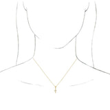Vintage Inspired Cross Diamond Necklace and Earrings in 14K Yellow Gold