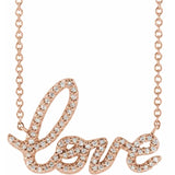 302® Love Petite Diamond Necklace in 14K Rose or White Gold