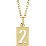 Numeral Dog Tag Necklace in 14K Gold or Platinum