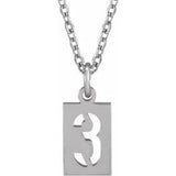 Numeral Dog Tag Necklace in 14K Gold or Platinum