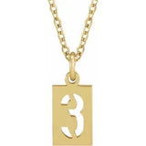 Numeral Dog Tag Necklace in 14K Gold or Platinum