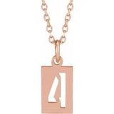 Numeral Dog Tag Necklace in 14K Gold or Platinum