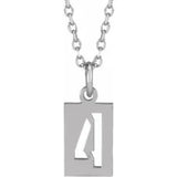 Numeral Dog Tag Necklace in 14K Gold or Platinum