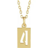 Numeral Dog Tag Necklace in 14K Gold or Platinum