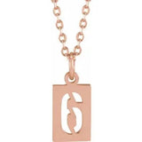 Numeral Dog Tag Necklace in 14K Gold or Platinum