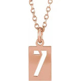 Numeral Dog Tag Necklace in 14K Gold or Platinum