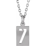 Numeral Dog Tag Necklace in 14K Gold or Platinum