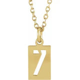 Numeral Dog Tag Necklace in 14K Gold or Platinum