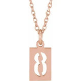 Numeral Dog Tag Necklace in 14K Gold or Platinum