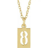 Numeral Dog Tag Necklace in 14K Gold or Platinum