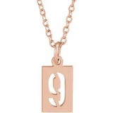 Numeral Dog Tag Necklace in 14K Gold or Platinum
