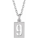 Numeral Dog Tag Necklace in 14K Gold or Platinum