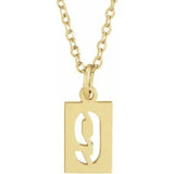 Numeral Dog Tag Necklace in 14K Gold or Platinum