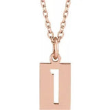 Numeral Dog Tag Necklace in 14K Gold or Platinum