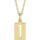 Numeral Dog Tag Necklace in 14K Gold or Platinum