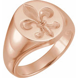 Fleur de Lis Signet Ring in 14K Gold