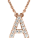 Upper Case Initial Diamond Necklace in 14K Gold