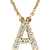 Upper Case Initial Diamond Necklace in 14K Gold