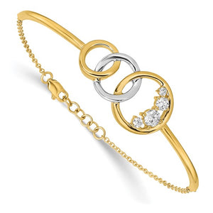 "Tre Cerchi" 3 Circles Two Tone Diamond Bangle Bracelet  in 14K Gold