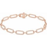 Paper Clip Diamond Bracelet .90 Ct. TCW Diamond Accents in 14K Gold