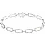 Paper Clip Diamond Bracelet .90 Ct. TCW Diamond Accents in 14K Gold