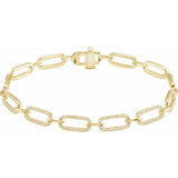 Paper Clip Diamond Bracelet .90 Ct. TCW Diamond Accents in 14K Gold