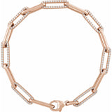 Paper Clip Link Bracelet with 1.00 Ct. TCW Diamond Accents in 14K Gold