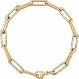 Paper Clip Link Bracelet with 1.00 Ct. TCW Diamond Accents in 14K Gold