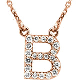 Upper Case Initial Diamond Necklace in 14K Gold