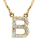 Upper Case Initial Diamond Necklace in 14K Gold