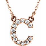 Upper Case Initial Diamond Necklace in 14K Gold