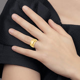 Ridged Edge 12mm Dome Ring in 14K Yellow Gold