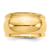 Ridged Edge 12mm Dome Ring in 14K Yellow Gold