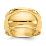Ridged Edge 12mm Dome Ring in 14K Yellow Gold
