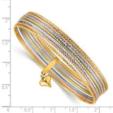 "Sette" Set of 7 Stackable 14K Yellow Gold Slip On Bangle Bracelets
