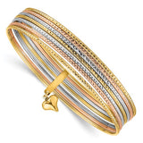 "Sette" Set of 7 Stackable 14K Yellow Gold Slip On Bangle Bracelets