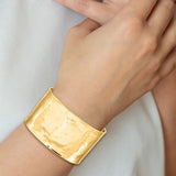 Hammered Cuff Bracelet 37mm Wide Cuff in 14K White or Yellow Gold - Roxx Fine Jewelry