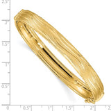 Textured Wave Pattern Hinged Bangle in 14K Yellow Gold