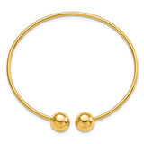Modern Ball End Flexible Bangle in 14K Yellow Gold
