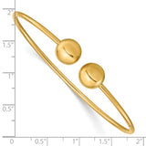 Modern Ball End Flexible Bangle in 14K Yellow Gold