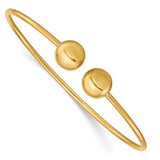 Modern Ball End Flexible Bangle in 14K Yellow Gold